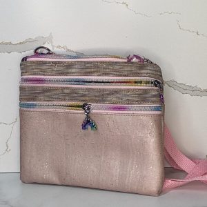 Ruth: Pink Cork with Multicolored Top Cork 4 Pocket Medium Crossbody