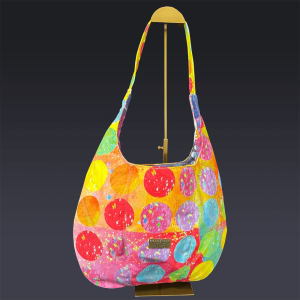 Maxine Tote In Denim Large Circle Colorful Design