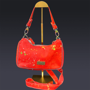 Linda Baguette In Orange - Red Denim