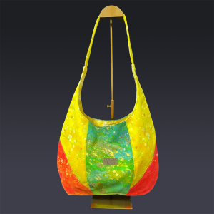 Maxine Tote In Orange - Red Yellow and Green Denim