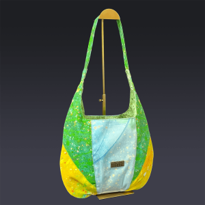 Maxine Tote In Yellow Green and Light Blue Denim