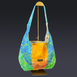 Maxine Tote In Green  Blue and Orange Denim
